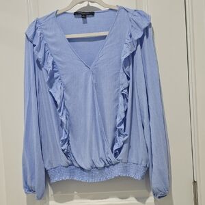 Marc New York Blue Ruffled Blouse